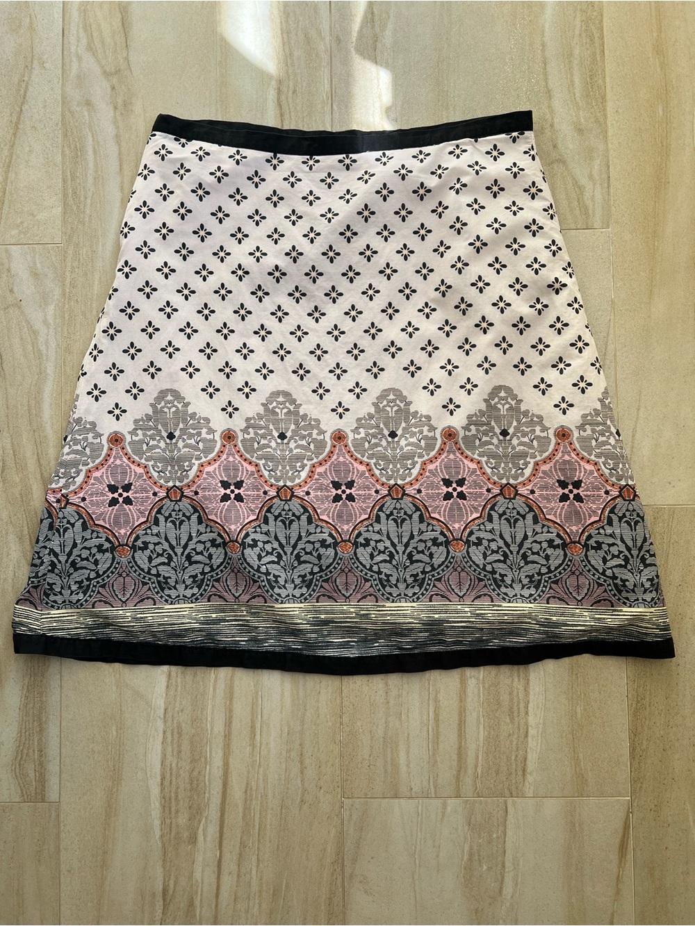 DownEast Pink and Black A-Line Tile Border Skirt